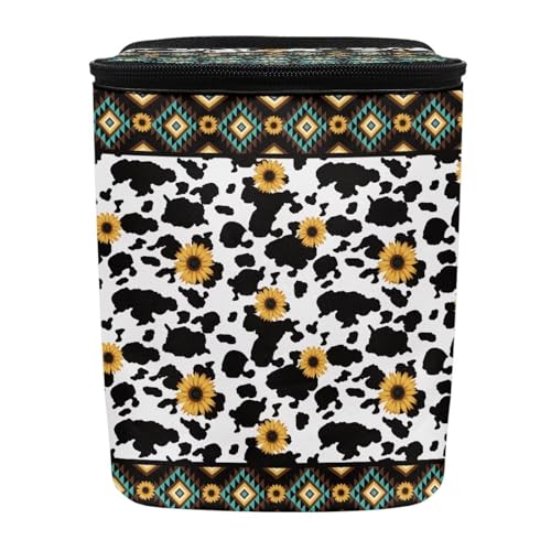 Image of Tribal Aztec Cow Print Car Trash Bin Interior Accessories Portable Leak Proof Vehicle Garbage Cans Bag for Back Seat Washable Mini Car Trash Cans