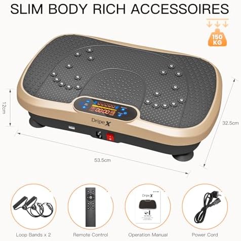 Bild 3 - Dripex Vibrationsplatte, 3D Trainingsgerät mit 99 Vibrationsstufen, 5 Trainingsprogramme, Bluetooth Lautsprecher, Trainingsbänder