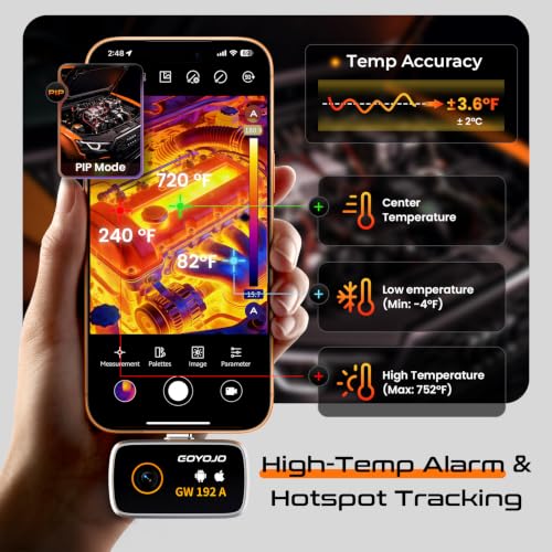 Image of GOYOJO Thermal Imaging Camera for Android /iphone 15 /16 /17 iOS Series 192x192 IR Resolution- Water Leak Detection HVAC Electrical Plumbing, Automotive Repair, Home Inspection, DIY-USB-C Infrared Imager