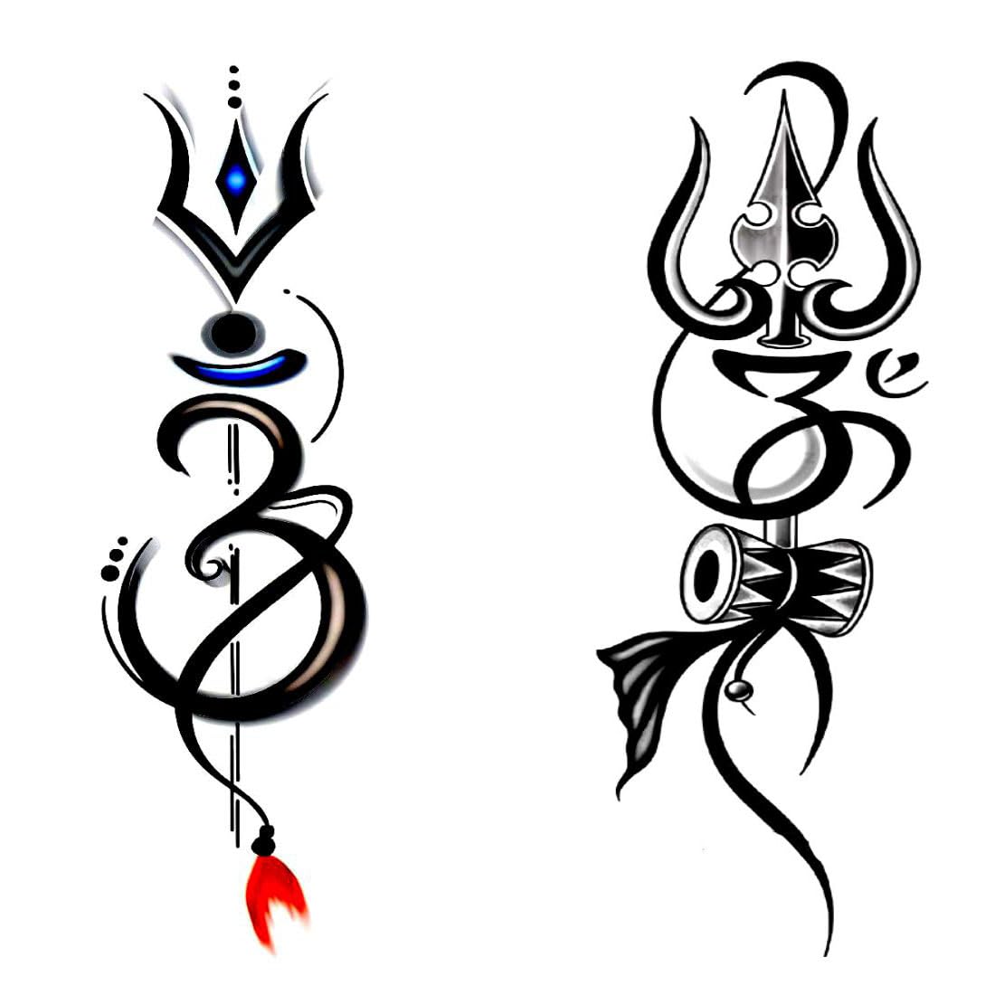 Om With Trishul Damru Combo Temporary Body Tattoo Waterproof For Men and Woman Combo Pack Of 2 Free Delevery-image-20