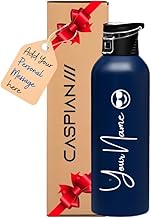 Caspian Prime X Customised Stainless Steel Water Bottle 1L, P Blue with Logo Print - Personalised Water Bottle with Your Name Print for Kids Boys Girls School Office Gym- Perfect for Corporate Gifting