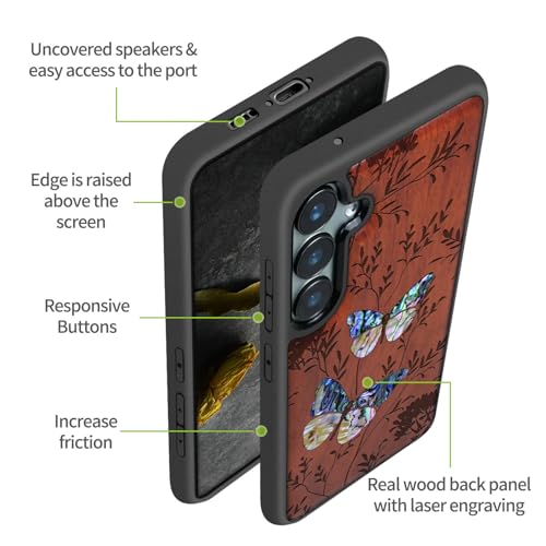 Coque Galaxy S23 FE en bois gravé et nacre de luxe Carveit