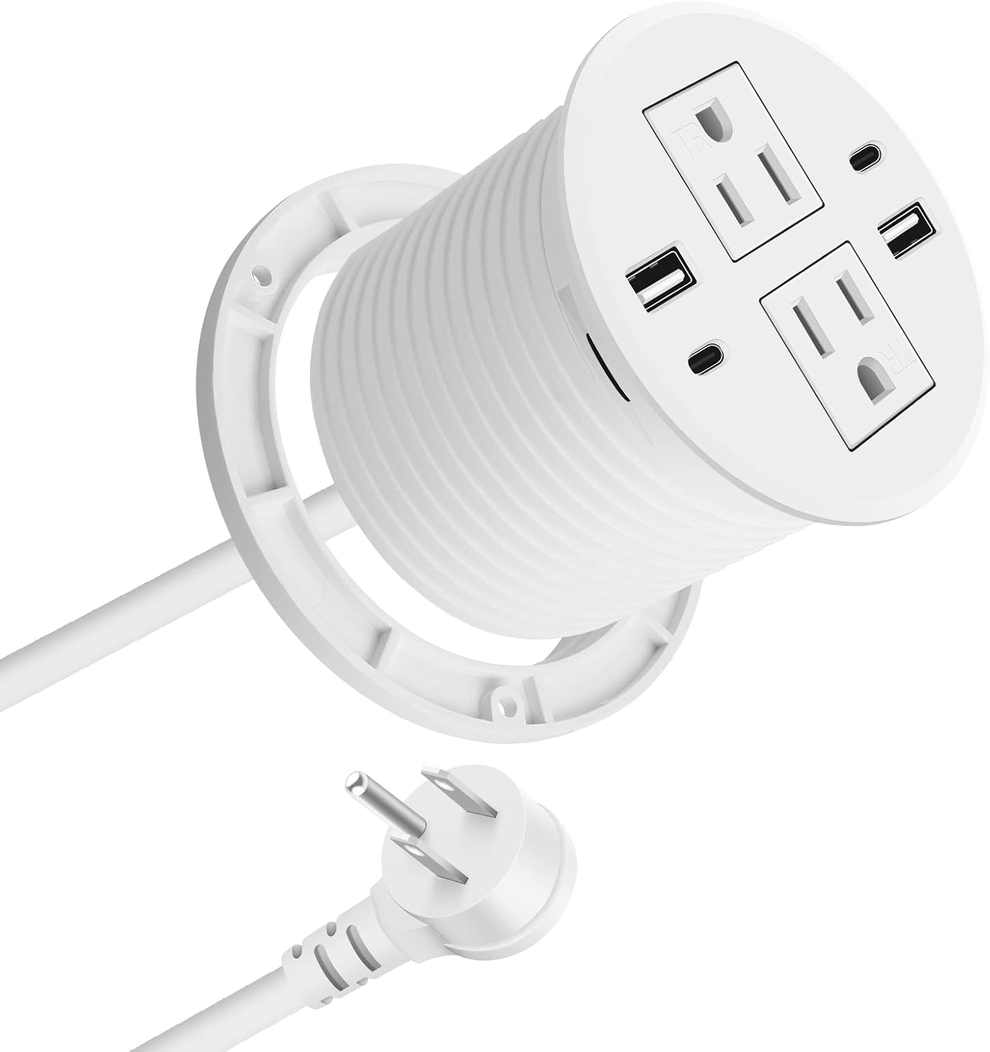 Desktop Power Grommet with PD 20W USB C,2 Outlets,4 USB Ports(40W Total