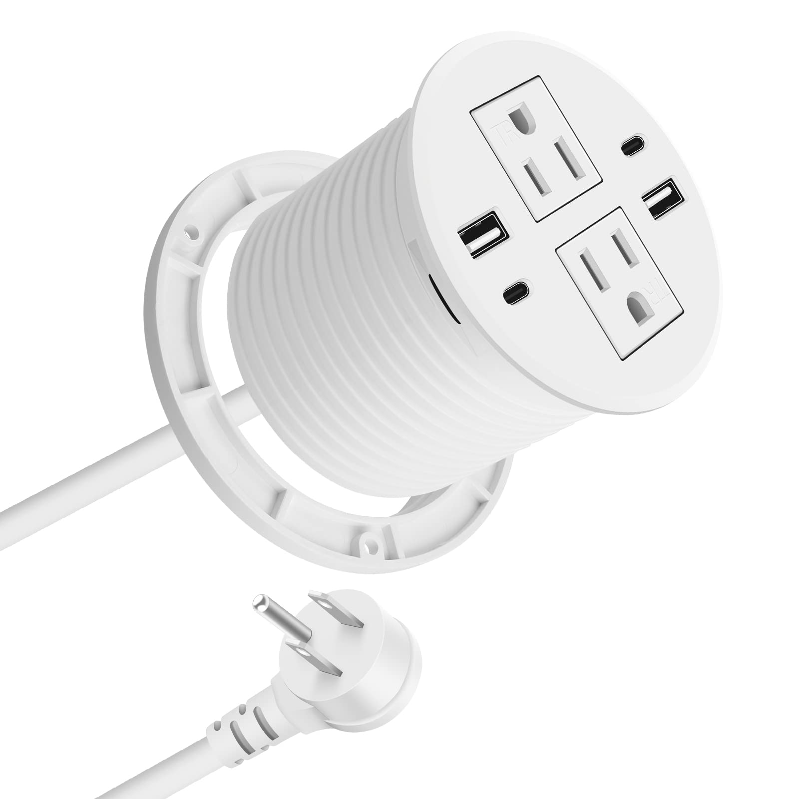 Buy Desktop Power Grommet with USB C,Recessed Power Strip with 2 AC