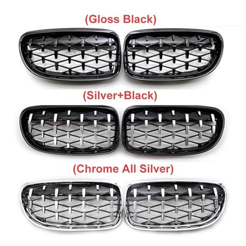 Calandre en diamant pour BMW E90 E91 2009-2012 look noir et argent