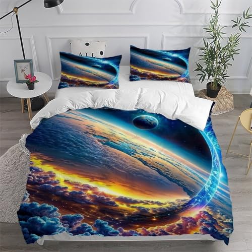 Housse de couette Cosmos terrestre imprimé stellar couvre-lit microfibre 220x240