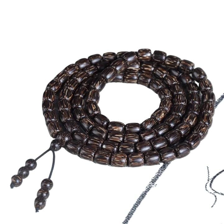 Chapelet de bois d'agar vietnamien rare et perles de baril en huile noire de qualité coulée
