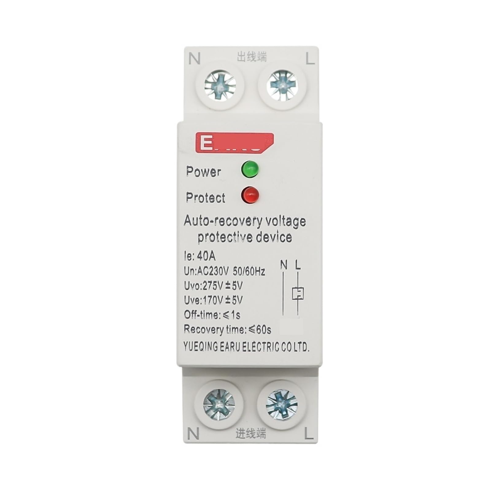 Rail Din 1P + N 27mm 40A 63A 230V, automatyczne odzyskiwanie, ponowne połączenie, przepięcie i podnapięcie, urządzenie ochronne, przekaźnik ochronny