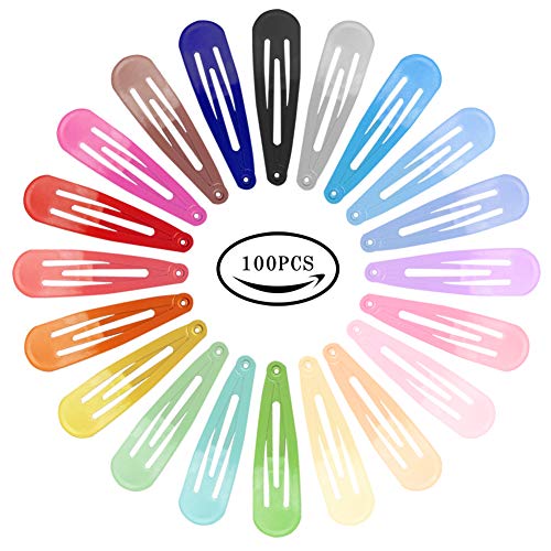 100 Pcs Snap Hair Clips Non-Slip Metal Barrettes for Babies Kids Toddler Girls and Women (2 Inch)