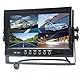 Pardarsey 9 TFT LCD Auto Rückansicht Quad Split Monitor, Fernbedienung, 4-Kanal 4-PIN Stecker Video Eingänge Stoßfest mit 12V-24V 800480HD Bildschirm mit Sonnenschirm Anti-Blende