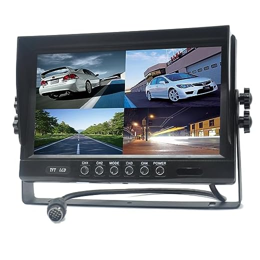 Monitor TFT LCD Pardarsey de 9 pulgadas, 4 canales, control remoto, conector 4 pines, entradas de vídeo, resistente a golpes, 800x480 HD, 12-24 V