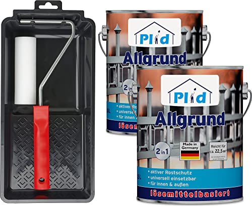 plid® Allgrund bianco, primer speciale e universale applicabile, verniciabile, pigmenti antiruggine attivi, ad asciugatura rapida, resistente alle intemperie, per interni ed esterni, prodotto in