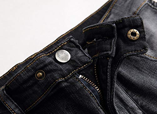 Chowsir Men Vintage Skinny Moto Biker Jeans Stretch Ripped Patch Jeans Straight Denim Pants3