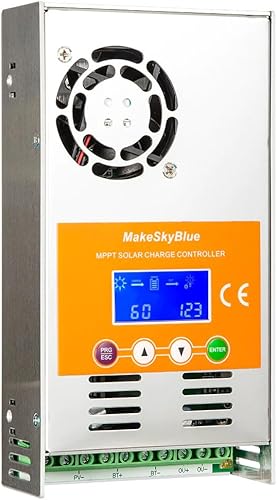 MakeSkyBlue Controlador de carga MPPT de 60 A, pantalla LCD, sistema solar automático de 12 V24 V36 V48 V (60A-V118)