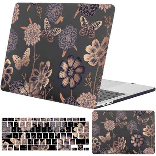 Funda MacBook Pro 13 pulgadas A1708 A1706 carcasa rígida floral y protector teclado