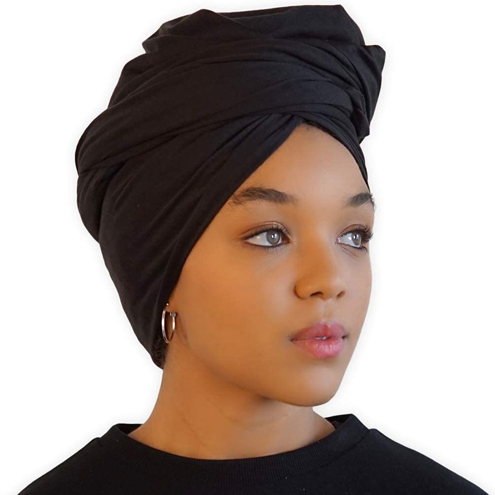 Head Wraps for Black Women - African Hair Wrap & Hair Scarf - Jersey Hair Turbans for Women - Soft & Breathable Headwrap