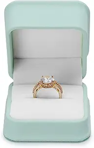 Ring Box Leather Ring Gift Boxes For Proposal Engagement Wedding Day Valentine's Day Rings Gift Case (Mint Green)
