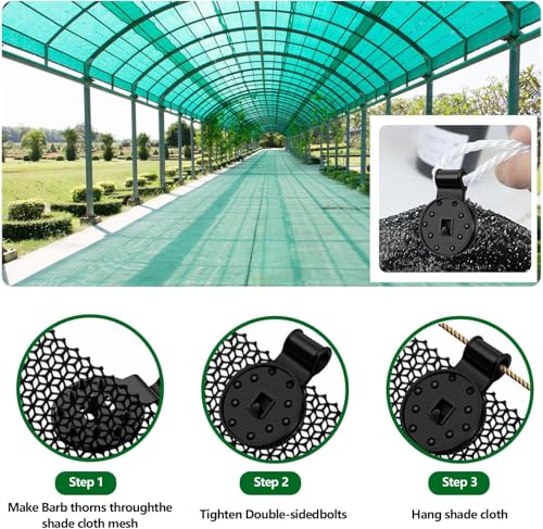 Image of Shadenet Clip Heavy Duty Lock Grip, Round Black Shade Fabric Fixing Clamp Clips for Sun Shade Net, Greenhouse, Awning, Patio, Garden Netting (50)