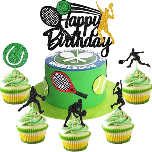 COYUN 11 Pièces Decoration Gateau Tennis Cake Topper Tennis Gâteau Toppers Tennis Décorations Gâteau Sport Anniversaire Fournitures De Fête d'anniversaire de Enfants Filles Garçons