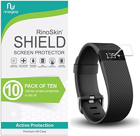 RinoGear (10-Pack) Screen Protector Designed for Compatible for Fitbit Charge/Charge HR Screen Protector Case Friendly Accessories Flexible Full Coverage Clear TPU Film