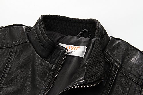 LJYH Boys'Classic Stand-Collar Faux Leather Moto Biker Jacket3