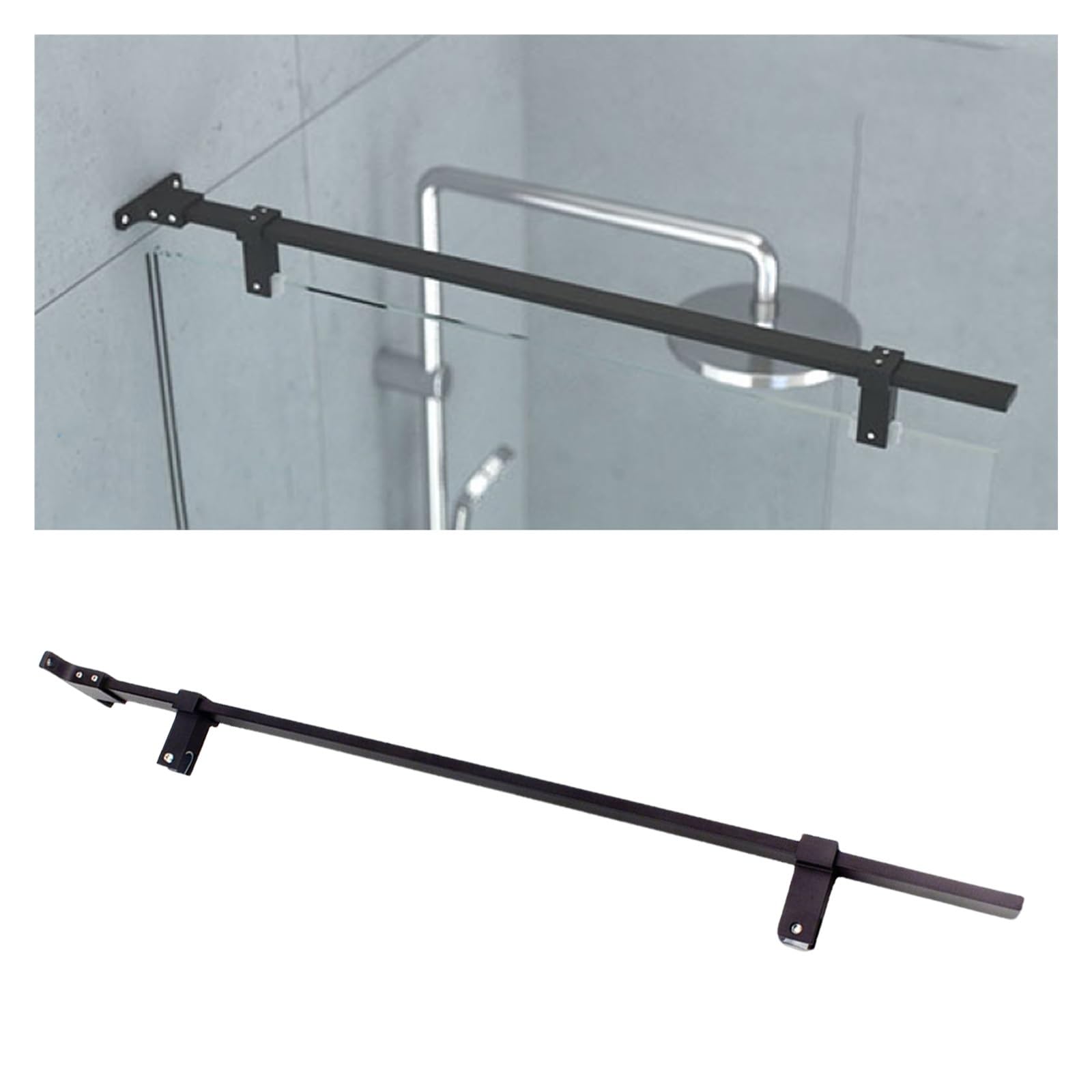 DJPHOFS Reinforced Stainless Steel Bathroom Glass Stabilizer Bar, Customizable Shower Door Side Support Bracket, Wallmount To Stabilizing Arm(L 50cm/19.7in)