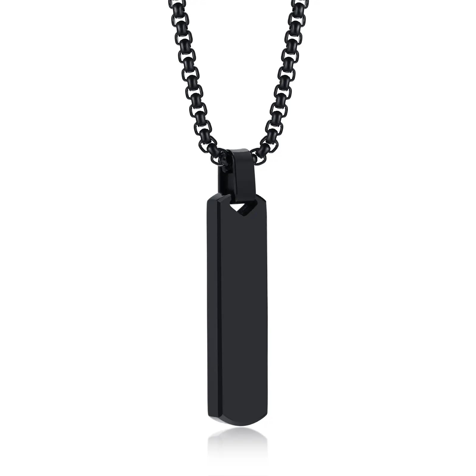 Bar Pendant for Men Combo Black Silver chain for men Boys boyfriend gents locket for men Necklace for men Boy Stainless Steel neck chain mens chains fashion Long Stylish neck chains Hip hop M126-image-40