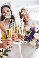 Vista 4 de Juego de 11 pajitas para decoración de despedida de soltera, pajitas blancas para novia + anillo de diamante, 11 piezas, suministros de despedida