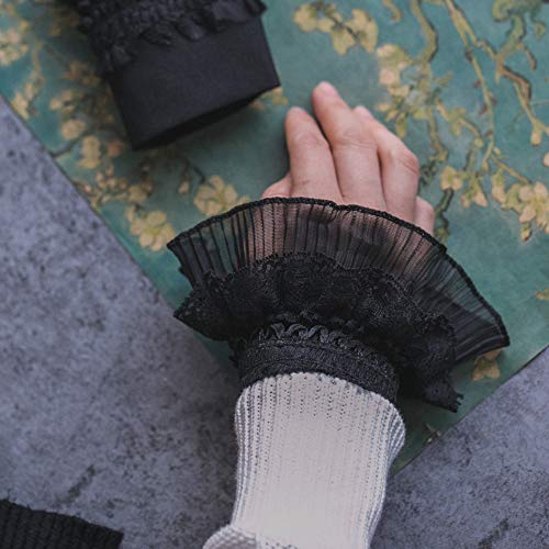 Yakefj Floral Layered Lace Cuff Stretch Bracelet False Sleeves Wrist Cuffs 1 Pair #TOP2