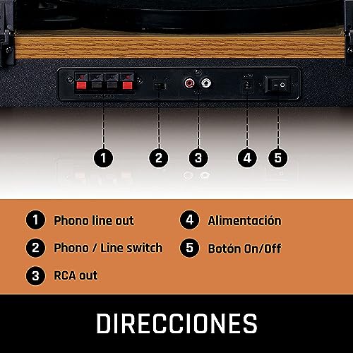 Tocadiscos de vinilo con altavoces y contrapeso ajustable para cuidar tus discos favoritos 5