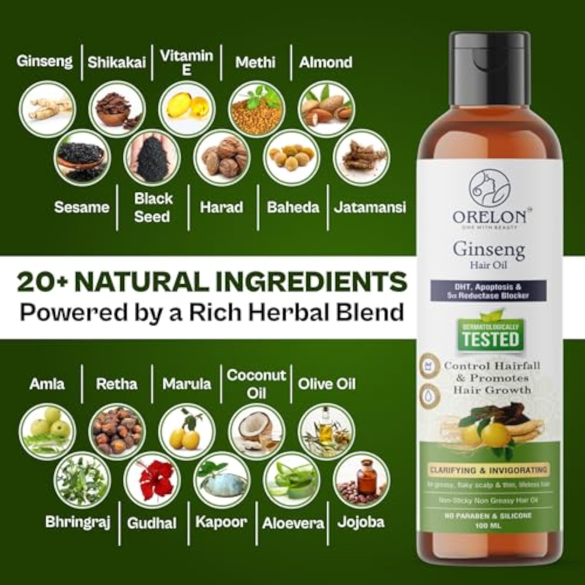 Red Ginseng Natural Hair Oil for Hair Fall Control