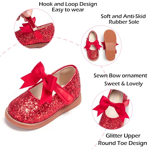 Image of PHIRAMIN Toddler Flower Girl Dress Shoes - Little Girl Mary Janes Flats Wedding