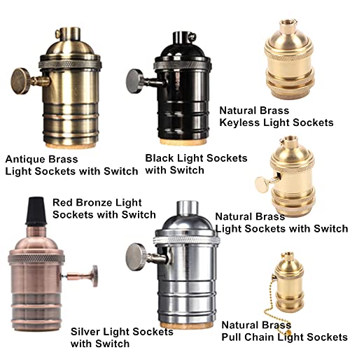 Efinehome 87212527 2 Pack Lamp Or Fixture Replacement, E26/ E27 Solid Brass Industrial Light Socket Vintage Edison Pendant Lamp Copper Holder thumb #1