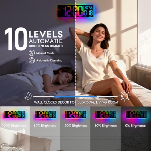 Save on ANSOPER 16.5" Large Digital Wall Clock with RGB Lights