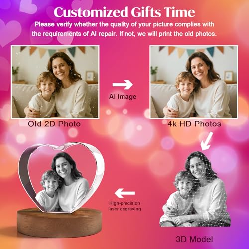 3D Crystal Photo, Gifts for Mom Wife Women with Gift Box and Wood Base - Image 4
