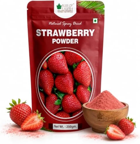 Bliss of Earth Strawberry Powder 200gm For Milk, Milkshake, Cake, Kids Loving Natural Spray Dried