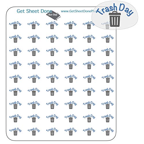 TRASH DAY Planner Sticker Reminder chores Bullet Hobonichi Journal Planners Organisers Calendars, Life