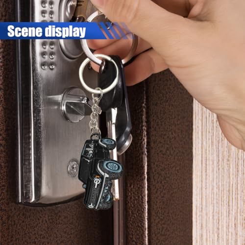 Image of LAINLOY Bronco Car Keychain, Car Fob Cover Cool Mods Accessories, 4-Door Auto Key Fob Holder Compatible with Bronco 2021 2022 2023 (Black)