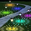Beau Jardin 8 Pack Solar Pathway Lights Outdoor Solar Powered Lights Waterproof Glass High Lumen for Garden Landscape Path Yard Walkway Patio Driveway Outside Colored Color Changing White Black