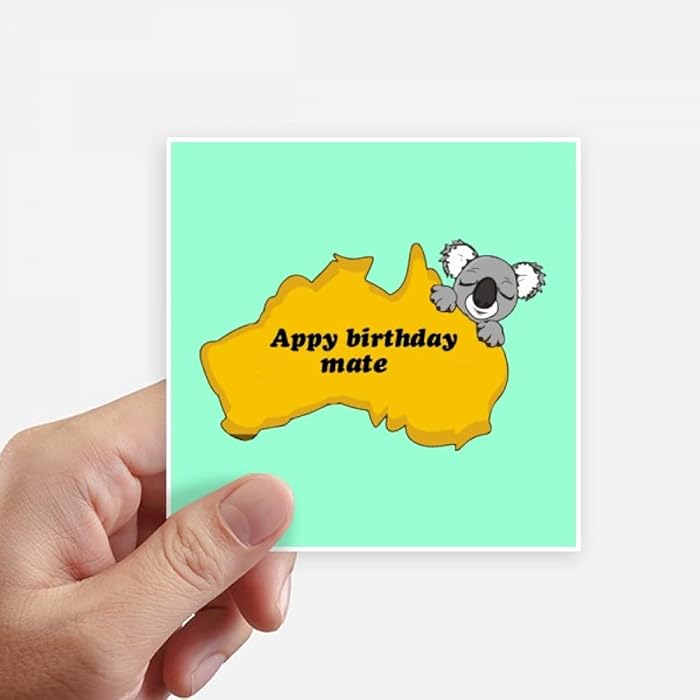 Buy Australian Dialect Text Happy Birthday Sticker Square Waterproof