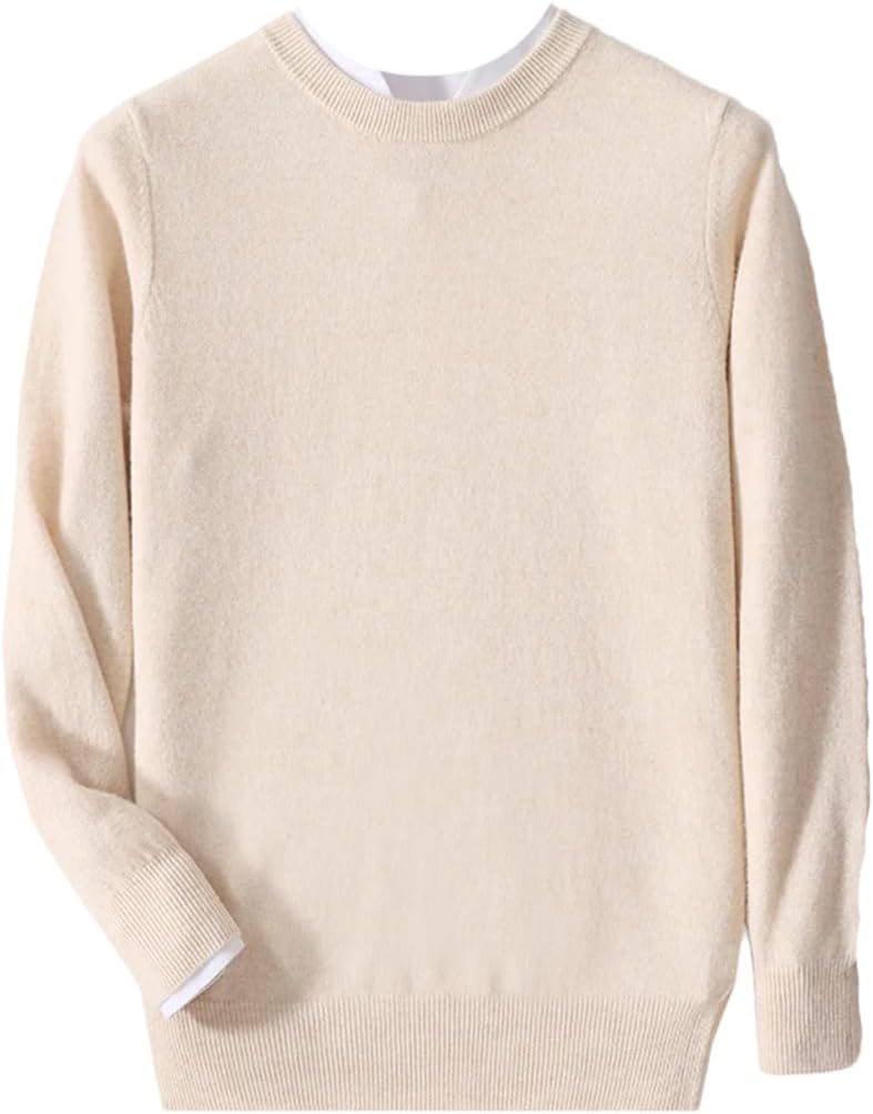 Wjnvfioo Men's O-Neck Pullover Solid Large Size Loose Casual Sweater Spring and Autumn Sweater