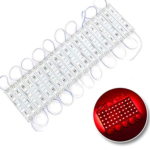 JIATONG 20PCS X 12V DC 5050 5leds Module 5 LED 5050 Module Store Front Light SMD Waterproof IP65 (Red)