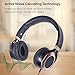 MONODEAL Active Noise Cancelling Headphones with Microphone and Airplane Adapter, Folding and Lightweight Travel Headsets, Hi-Fi Deep Bass Wired Headphones with Carrying Case