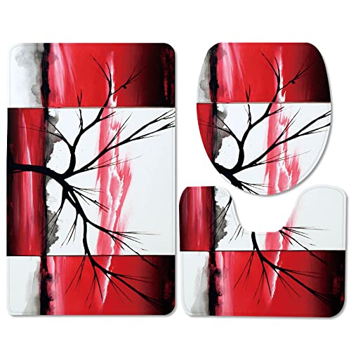 Badematten Set 3 teilig,Toilettenmatte Set,3er Badgarnitur Badezimmer Matte Set Dusch Bade Matte Vorleger Teppich 3D…