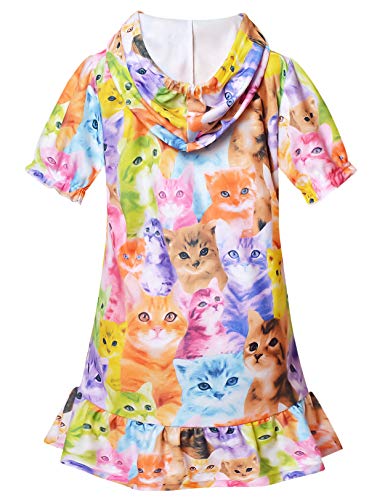 Image of CHILDRENSTAR Girls Swim Coverups Terry Swimsuit Cover-Up Hooded Zip-Up Beach Robe