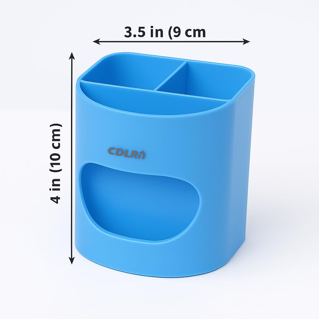 AccuPrints Pen & Pencil Holders and Stationery Organiser Holder I 3 Compartment Plastic Case Holder I Multi-Functional Storage & Display Stand for Home, Office Table Accessories (Sky Blue) (A5P2) 1
