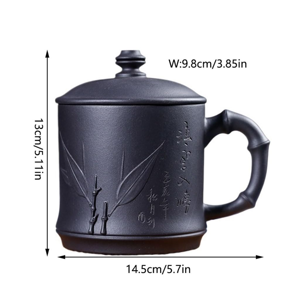Filiżanki Matcha o dużej pojemności 550 ml fioletowy kubek z piaskiem ręcznie rzeźbiony obraz z gliny biuro popołudniowa herbata parzenie kubek na wodę zestaw do herbaty kubek zaparzacz do herbaty