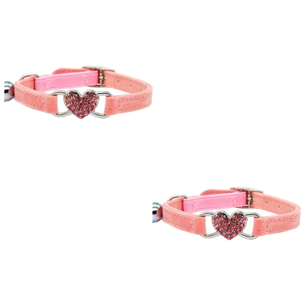 Ipetboom Lot De 2 Colliers pour Chat en Forme De Cœur avec Strass Brillants Et Clochette