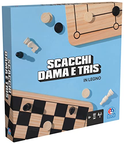 Spin Master Games Editrice Giochi, juegos de mesa clásicos, damas y ajedrez tris, tablero de ajedrez de madera 3 en 1, tablero de ajedrez profesional, a partir de 6 años