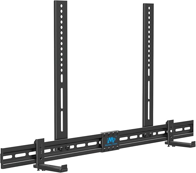 Mounting Dream Universal Soundbar Bracket Fits Soundbars with/without Holes, for Samsung Soundbar, Sony LG PC Bose JBL Bomaker, soundbar TV mount with Anti-Slip Base Holder, Install on TV or Wall